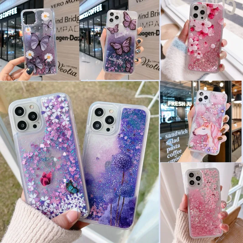 

Liquid Quicksand Bling Glitter Butterfly Case For Xiaomi Redmi 10 10A 10C 9A 9AT 9C 9i 9T 10X 11A 12 12C 8 8A 9 Prime Soft Cover