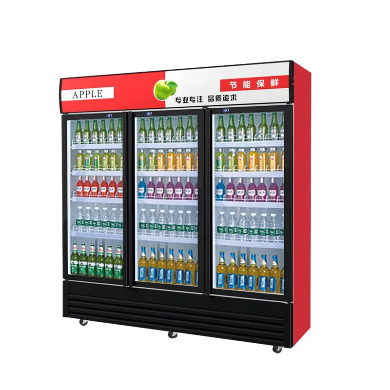 A21 Refrigerated beverage display cabinet commercial fresh-keeping cabinet vertical three door  thermostat   Order note color order