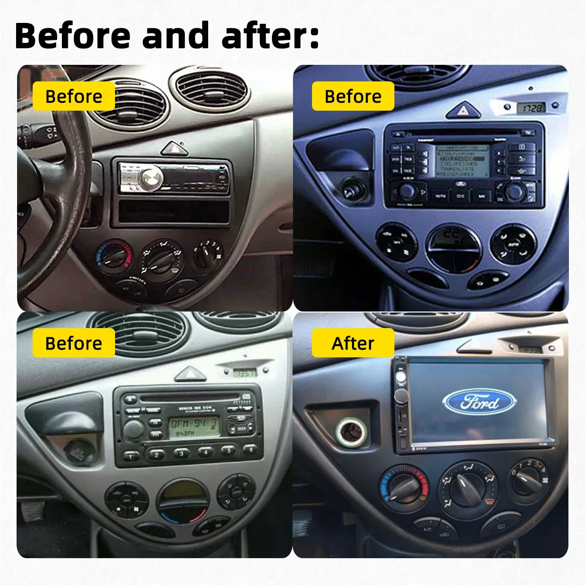 Car Radio 2 Din Android Stereo for Ford Fiesta 1995-2001 Focus MK1  1998-2004 Car Multimedia Player Carplay Autoradio Head Unit