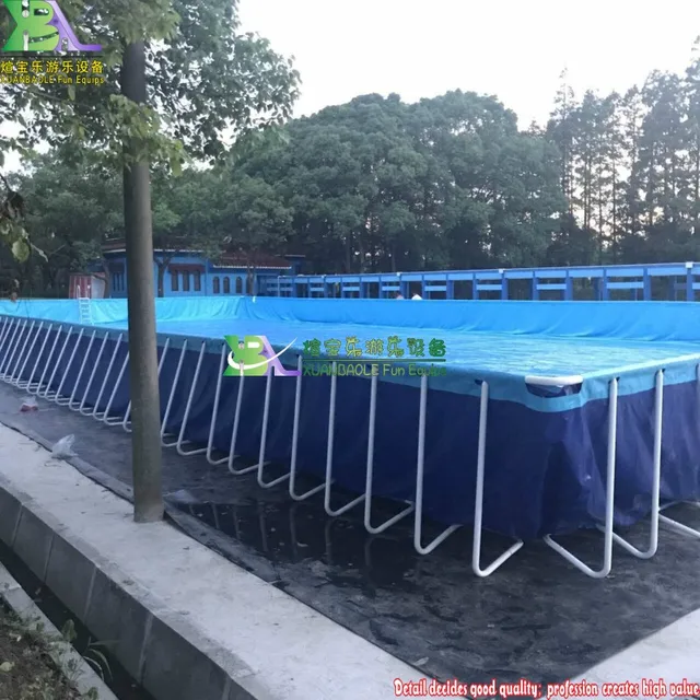 Rectangle Metal Frame Paddling Pool 0.9mm PVC Tarpaulin For Water Park 5
