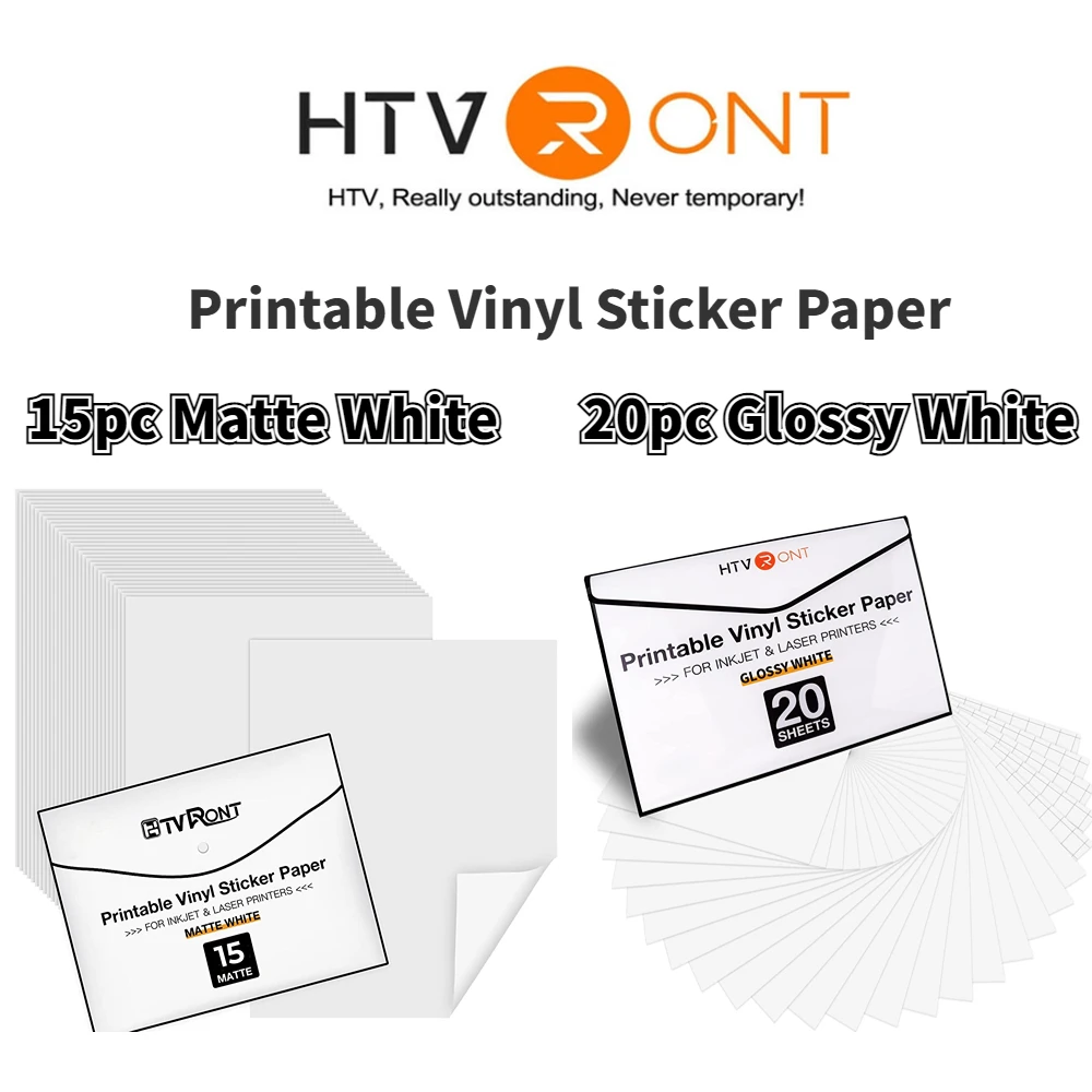 Lot de 30 feuilles de papier autocollant en vinyle imprimable de qualité  supérieure, blanc, imperméable, pour imprimante à jet d'encre, taille  standard, 21,6 x 27,9 cm