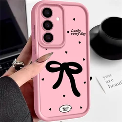 Elegant Black Bow Soft Phone Case - Sleek and Stylish Design for Samsung A37 (A721 Pink)
