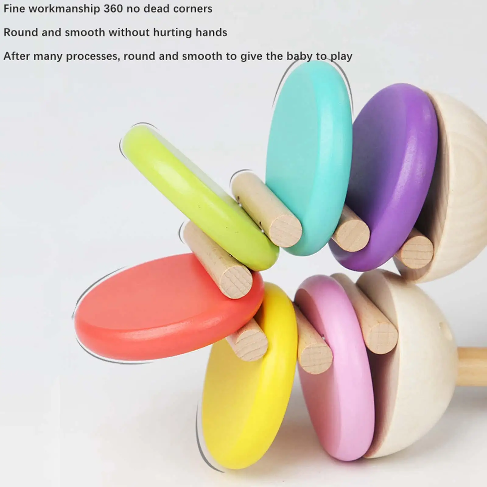 Wooden Castanets Rainbow Color Montessori Toys for Nursery Easter Preschool