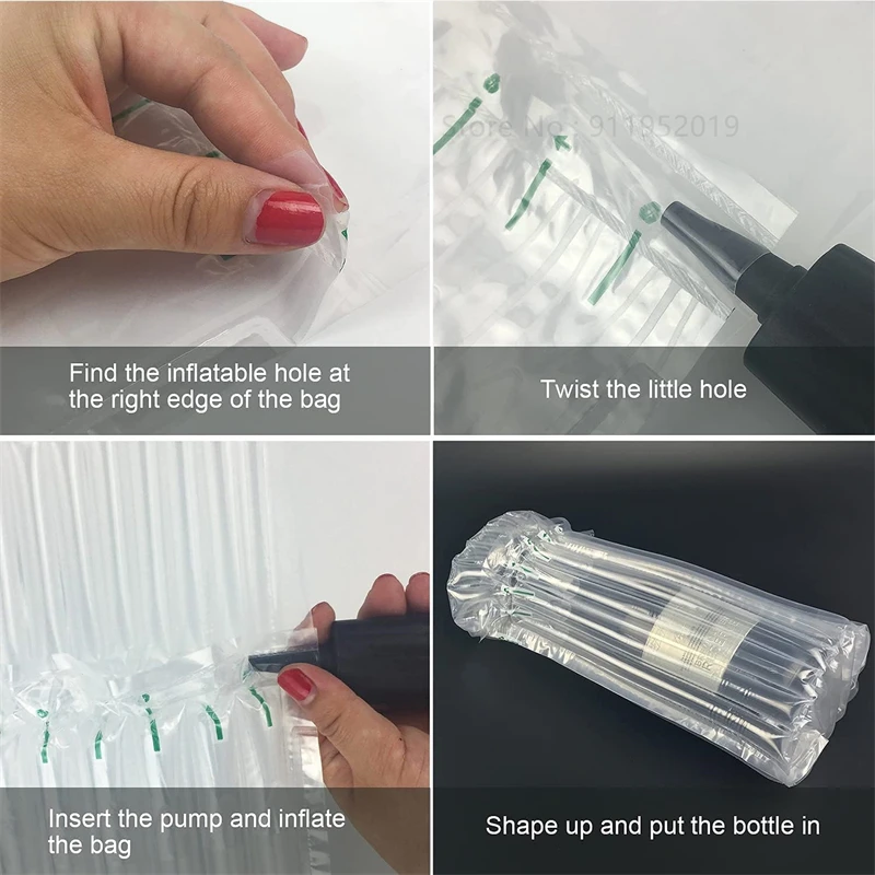 Wine Bottle Protector Bags for Airplane Travel Inflatable Bottle Shipper Wine Shipping Packaging Sleeve Bubble Cushion Wrap