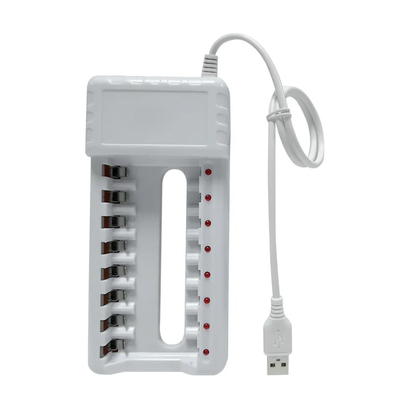 8 Slots USB Fast Charging AAA and AA Battery Charger Short Circuit Protection Rechargeable Station High Quality