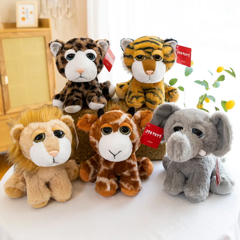 

20cm Popular Forest Animals Stuffed Doll Plush Kids Elephant leopard Deer Lion Tiger Plush Animal Toys Birthday Christmas Gifts