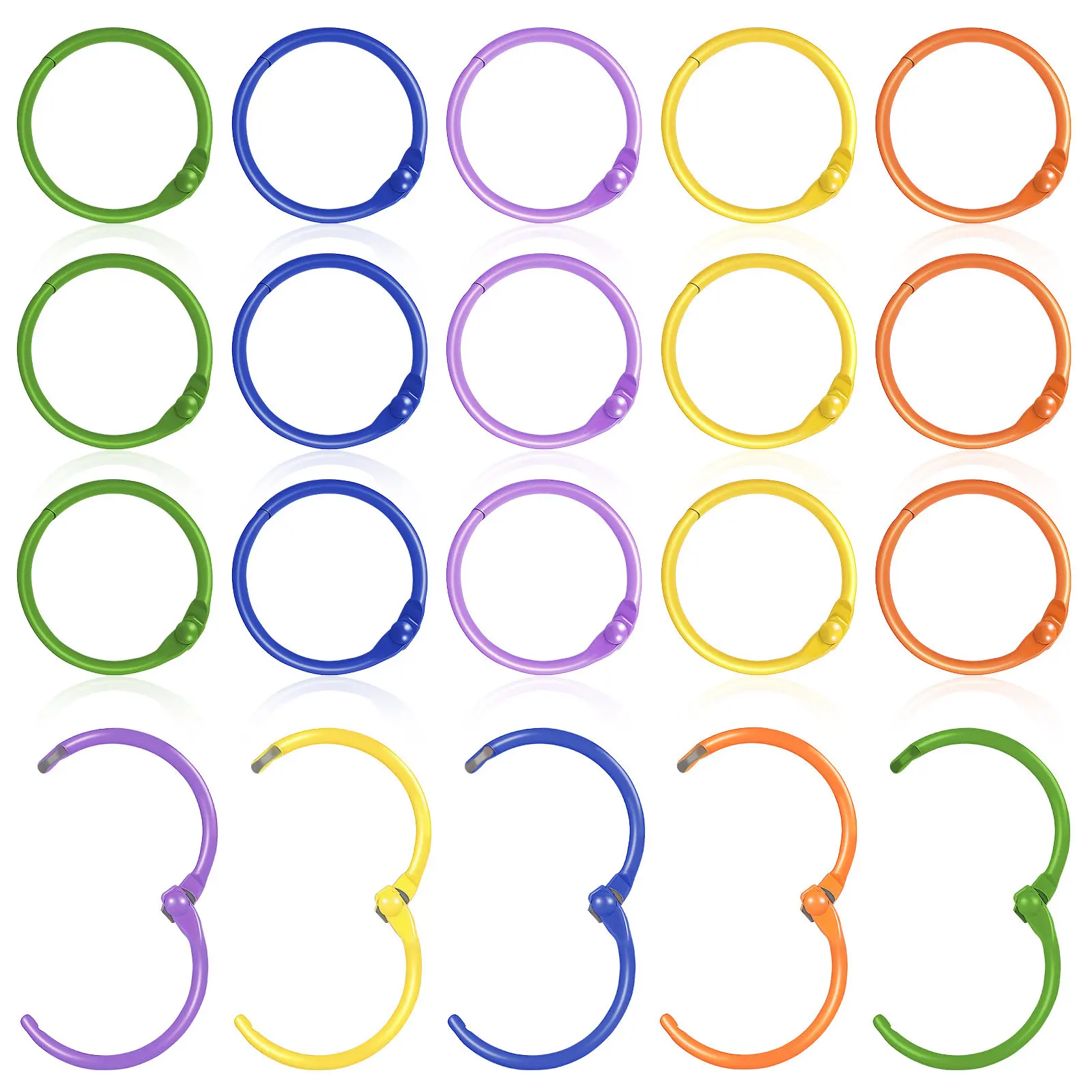 50Pcs 여러 가지 빛깔의 키 체인 키 링 플래시 카드 용 금속 바인더 링 인덱스 카드 사무실 스크랩북 바인딩 링 바인더 클립
