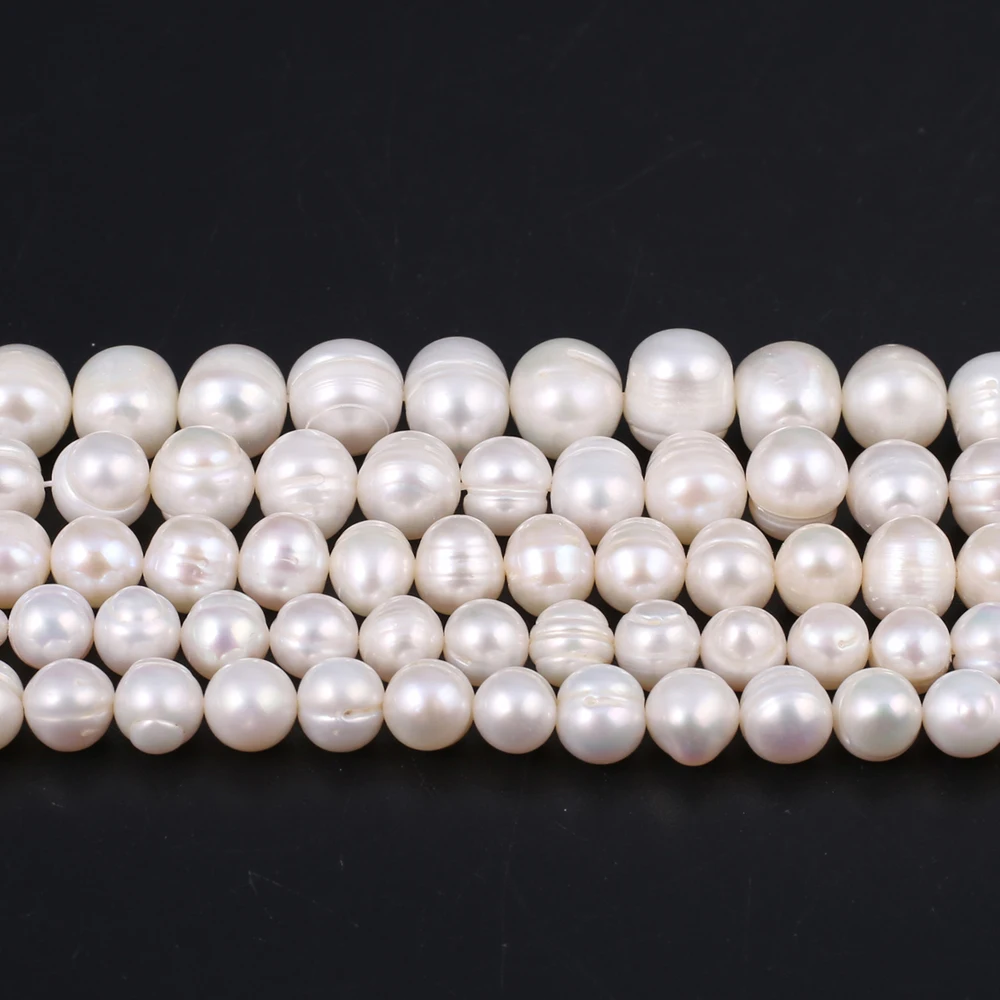 

Grade AA White Natural Freshwater Pearls Nearly Round Beads for Jewelry Making Supplies DIY Women Necklace Bracelet Accessories
