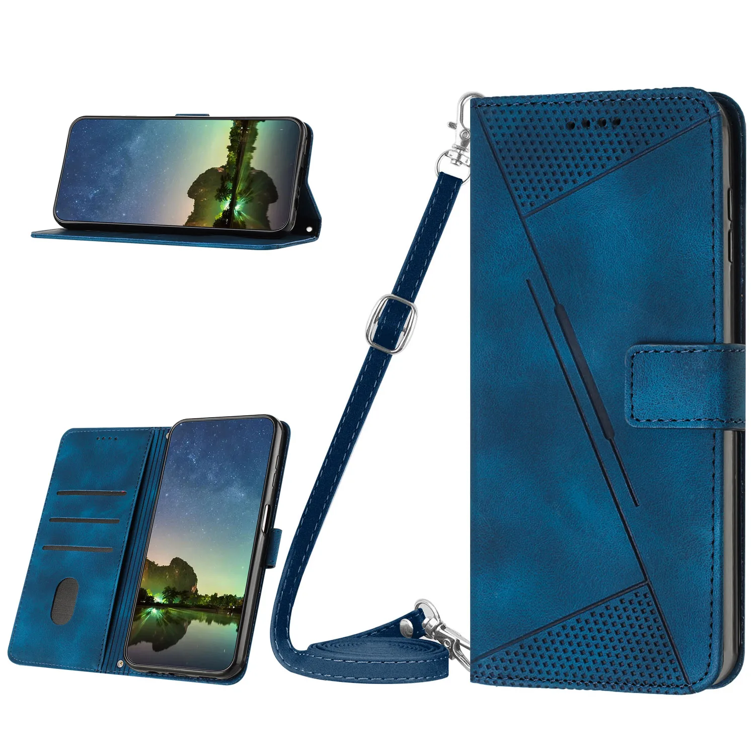Flip Leather Phone Case with Wallet Holder and Shoulder Strap – Kitten Design Cover Bag