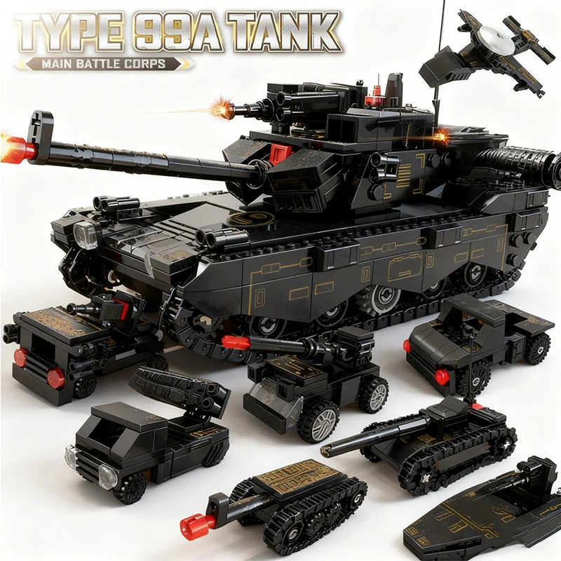 8 in 1 Tank Building Blocks WWII Military Model Kit Army Plane Truck Soldier Fig