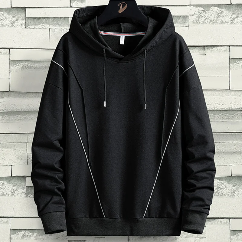 

Hoodie Plus Size Men's 2023 Brand New Fashion Striped Black Hooded Pullover Sweatshirts Male Oversize Hoody Tops 8XL