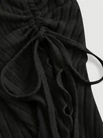 women's New off shoulder cross long sleeved slim fit casual street style asymmetrical elegant T-shirt trumpet sleeve top - Image 4