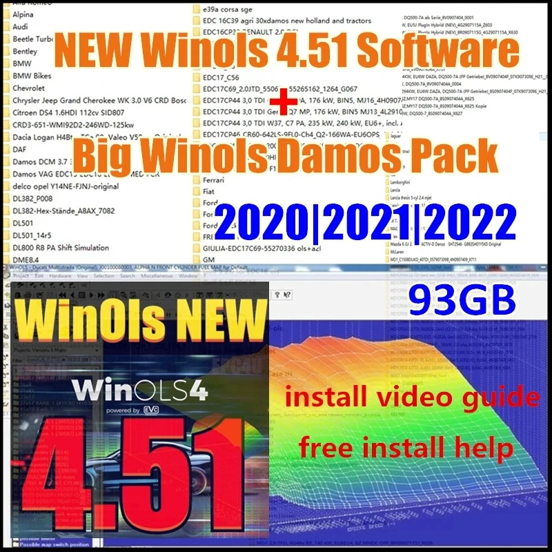 

2024 NEW Winols 4.51 VMware Software with 93GB Winols Damos Pack 2022|2021|2020 Chip Tuning OLS +Mappacks ECU Tuning Big Package