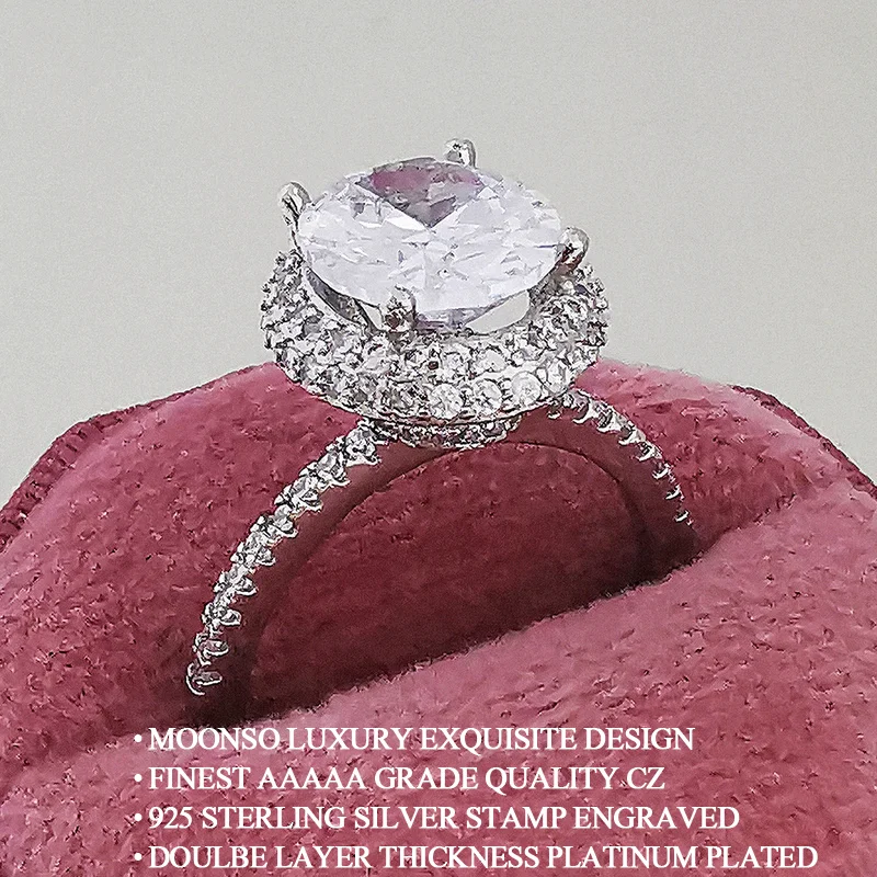 Luxury Oval Pink Silver Color Rings For Women Wedding Engagement Finger Jewelry Unique Personalized Gift R4588 silver ring wedding rings silver rings