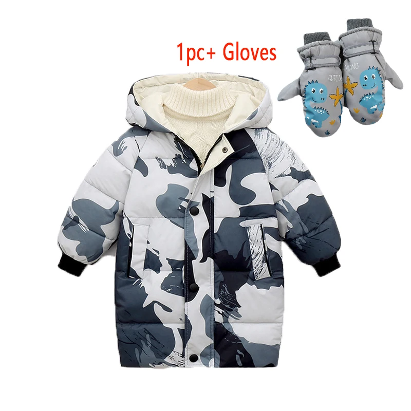 Children Winter Warm Outerwear Hood Windproof Down Jackets Boys Girls Thicken Coats Parkas Teens Cotton Clothing Padded Jackets