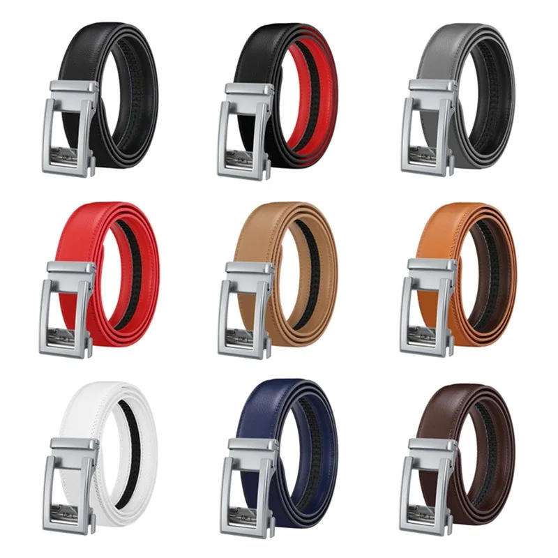 Luxury Men's Leather Belt - High Quality Designer Craftsmanship in White, Blue, Red, Brown