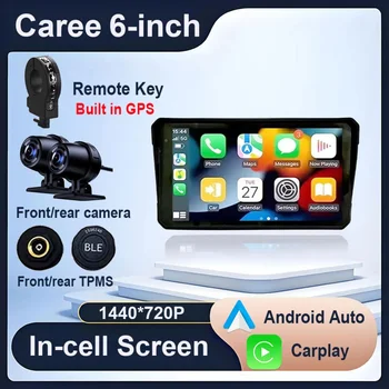 Schermo da 6 pollici 1440*720P Navigazione moto GPS Wireless CarPlay Android Auto Moto GPS Motore DVR Monitor TPMS Opzionale