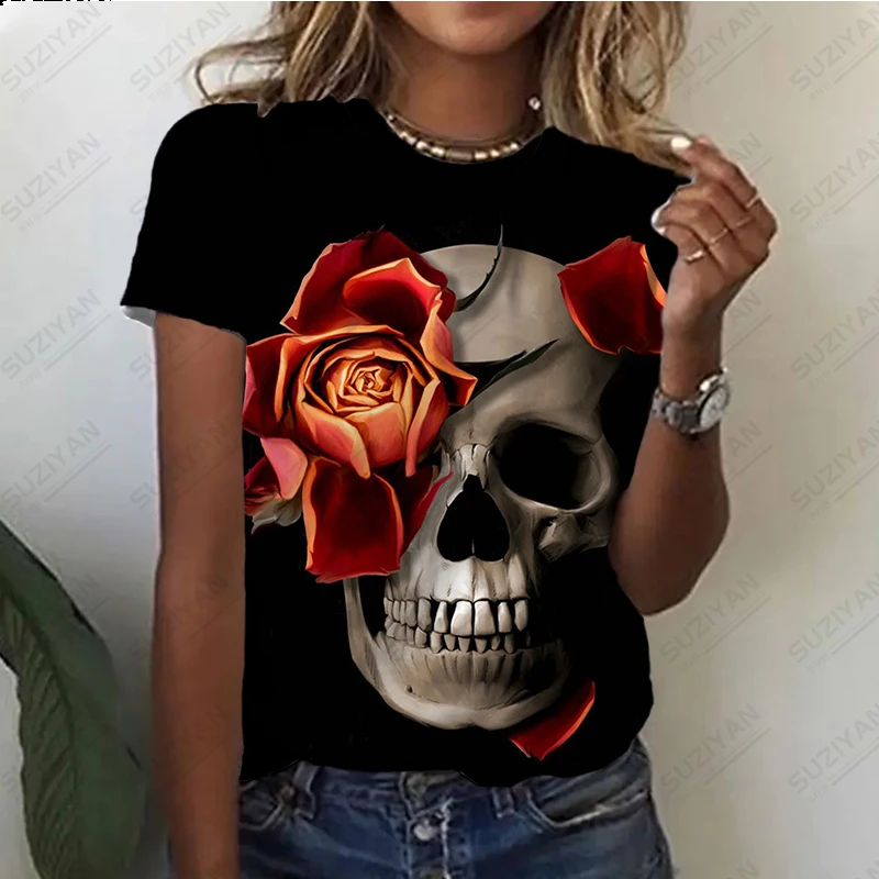 

Women's T-shirt 3D Flower Print Short Sleeve Top 2023 New Fashion Casual Harajuku Women's Y2k Girls' Round Neck Pullover Top
