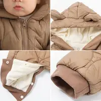 Newborn Baby Romper Winter Thicken Cotton Jumpsuit Infant Onesie Fleece Lining Hooded Rompers for Boy Girl Clothes Kids Outfit 5