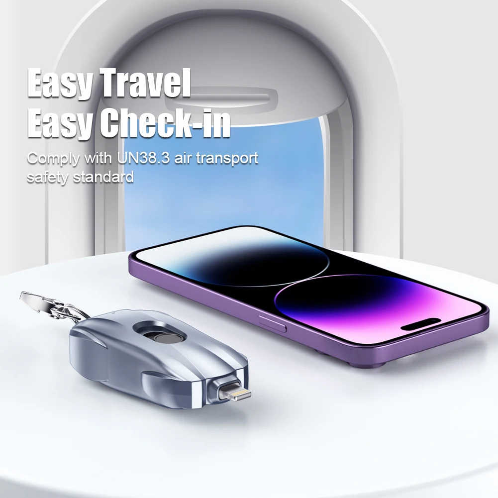 Portable Keychain Charger 1500mAh Type-C Ultra-Compact Mini Battery Pack Fast Charging Backup Power Bank For Iphone Devices