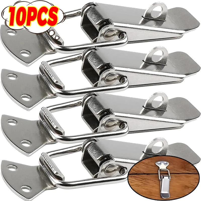 Duck-mouth Buckle Hook Stainless Steel Buckle Padlock 1/10PCS Wooden Box Furniture Cabinet Door Lock Luggage Latches Clip furniture hardware,toggle latches,jewelry box hasps,decorative latches