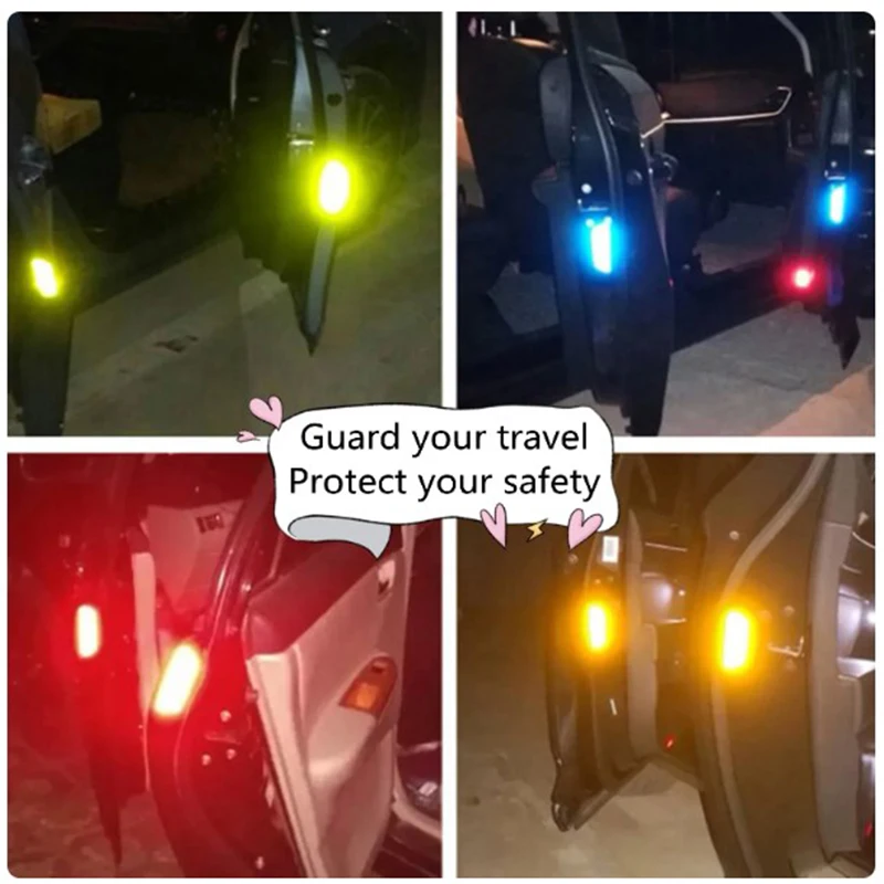Night Reflective Car Door Sticker Safety Opening Warning Reflector Tape Decal Auto Car Accessories Exterior Interior Reflector