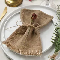 Gauze Cotton Rustic Napkins Elegant and Soft Retro Burr Cloth Linen for Wedding Party Dining Everyday Use Table Decoration 5