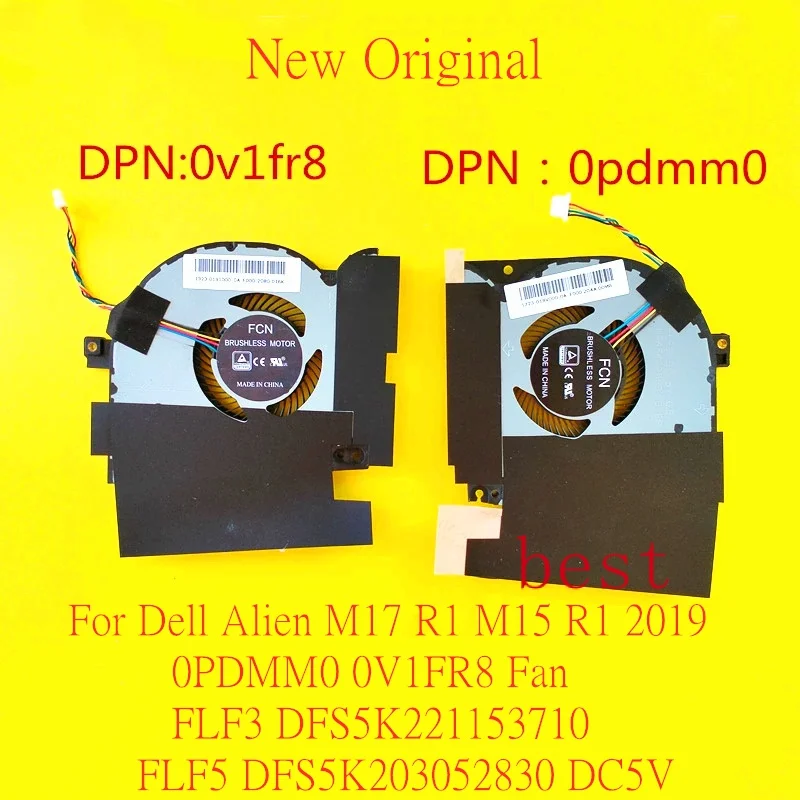 

Новый оригинальный вентилятор охлаждения для ноутбука Dell Alien M17 R1 M15 R1 2019 0PDMM0 0V1FR8 0HDMFX 089GKT вентилятор FLF3 FLF5 DFS5K203052830 DC5V