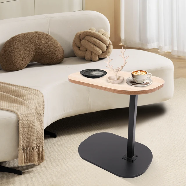 Table d'appoint réglable en hauteur 45-80cm, table d'appoint en forme de C, petite table basse pour la maison et l'extérieur 1