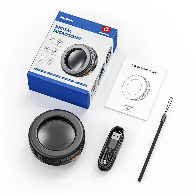 200만 화소 자동 초점 HD 500X 디지털 현미경 상세한 검사 및 연구를 위한 휴대용 2-in-1 돋보기