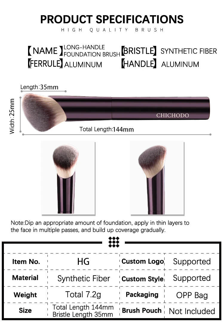 Pennello per fondotinta makeup con manico in alluminio viola_voghion.com