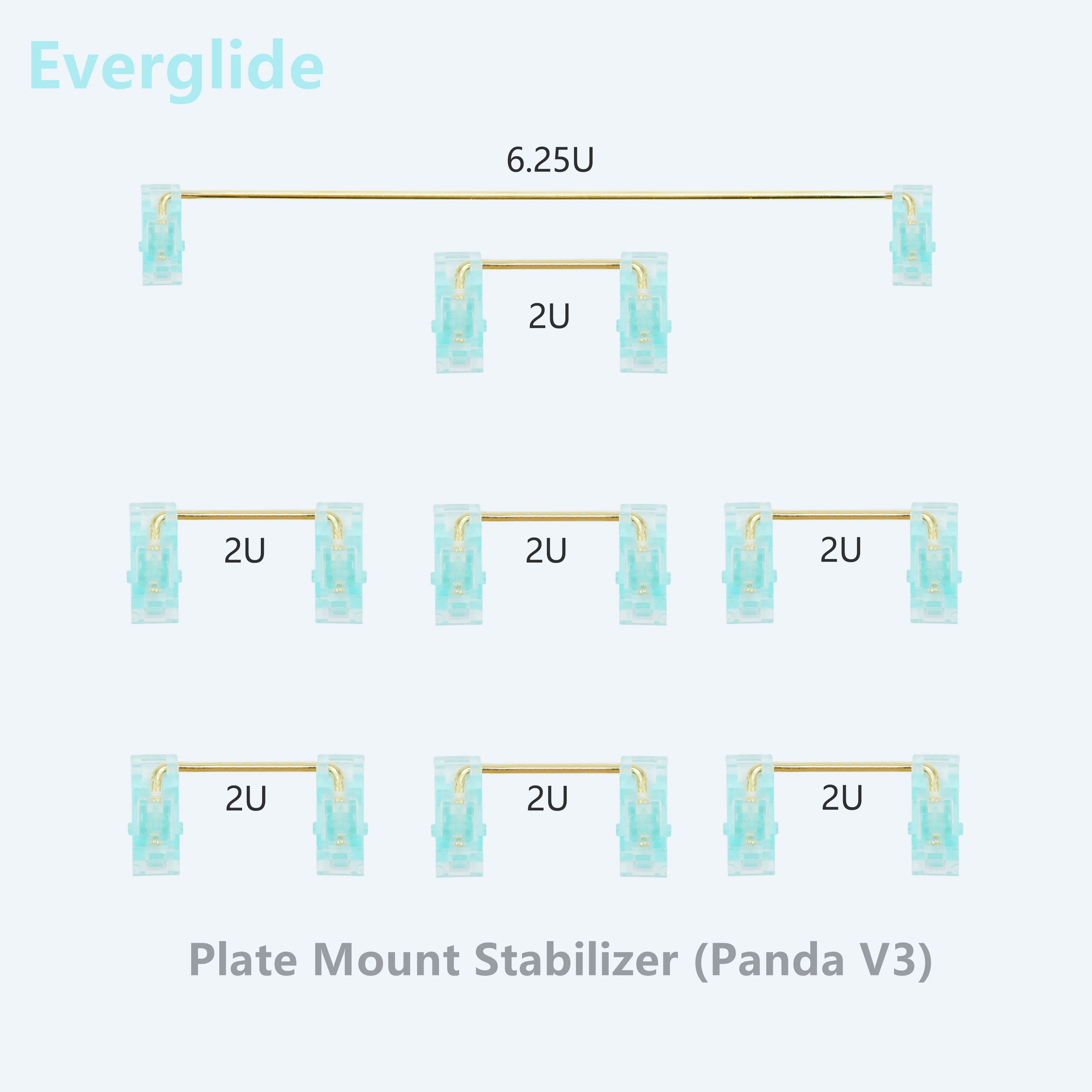 Everglide 플레이트 마운트 스태빌라이저, 맞춤형 기계식 키보드용, 블랙 화이트 골드 도금, 팬더 V3