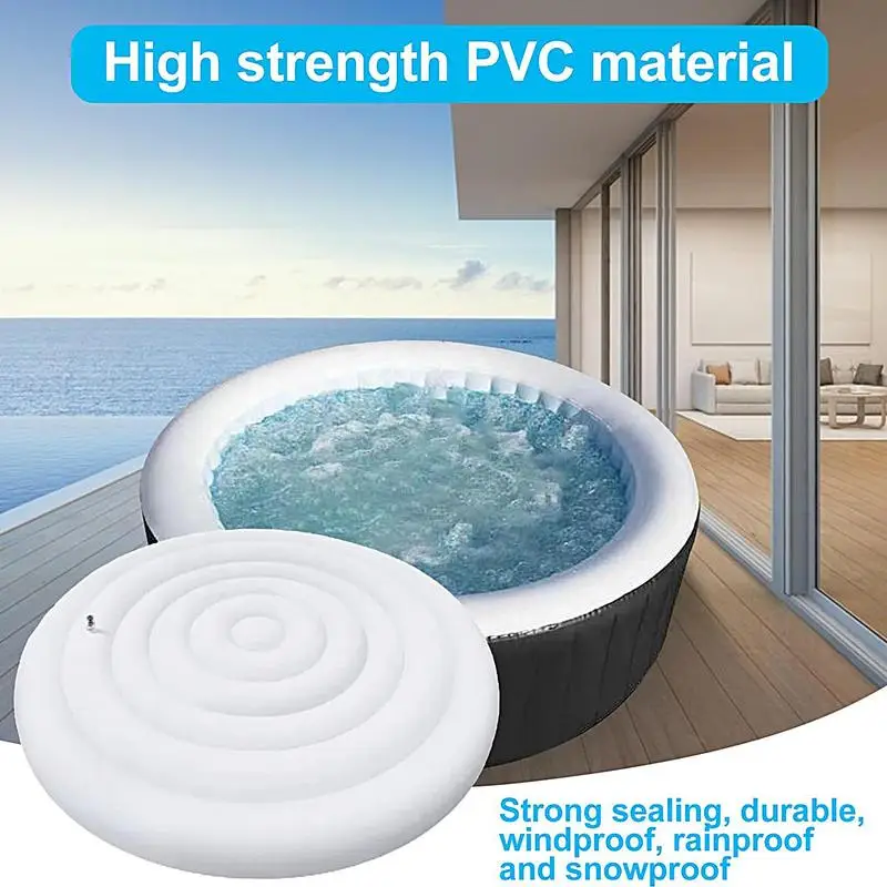145cm Diameter Inflatable Cover Energy Saving Round Hot Tub Lid Outdoor Spa Pool Windproof Rain Overflow Thermal Cover