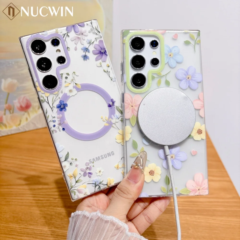 Imd Skin friendly Magnetic Samsung Galaxy S26 Ultra S26 Pro S25 S24 Plus Ultra S23 Ultra Flowers