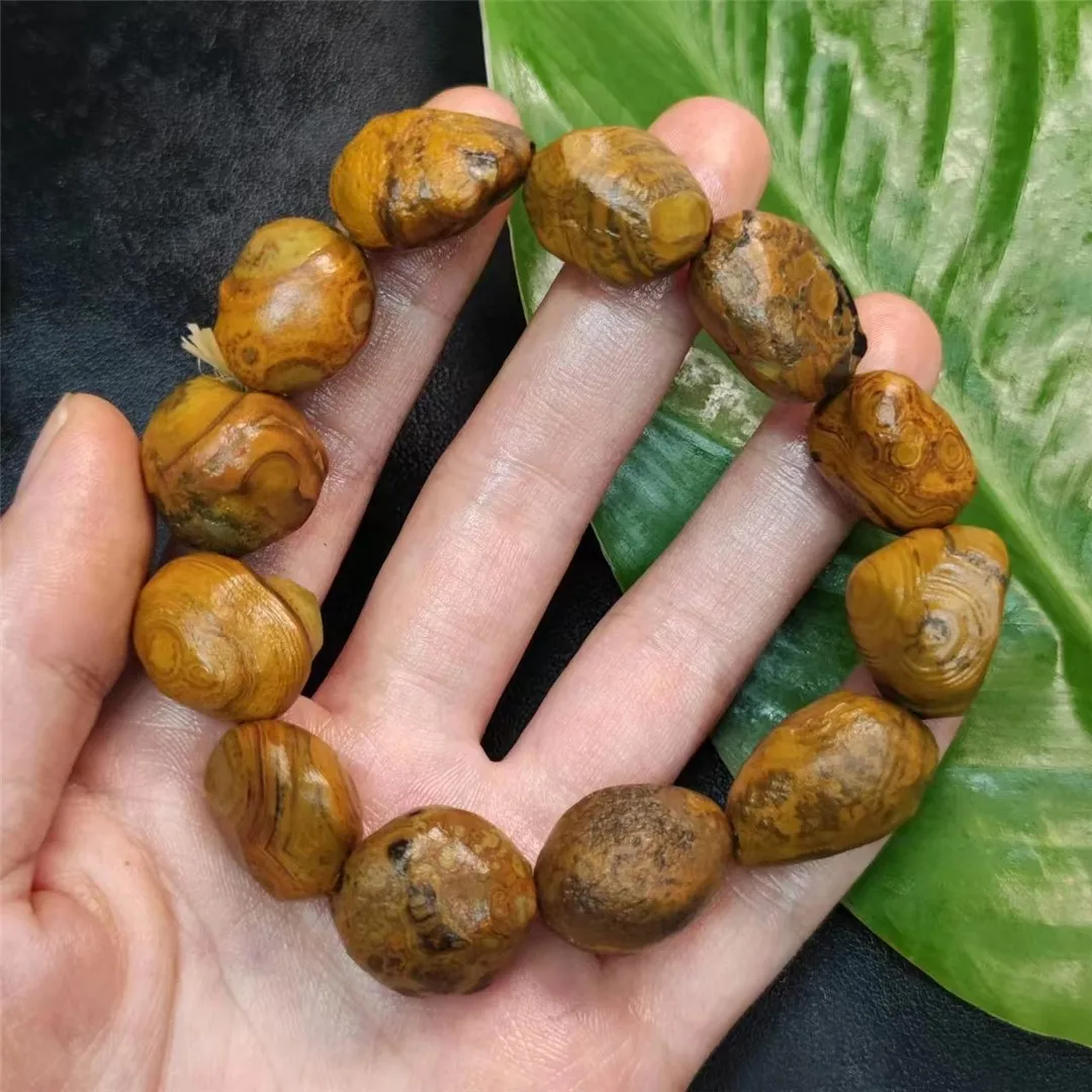 

1pcs/lot natural nine-eye shale Bracelet money stone original shape peculiar pattern dense eyes amulet folk-custom precious gem