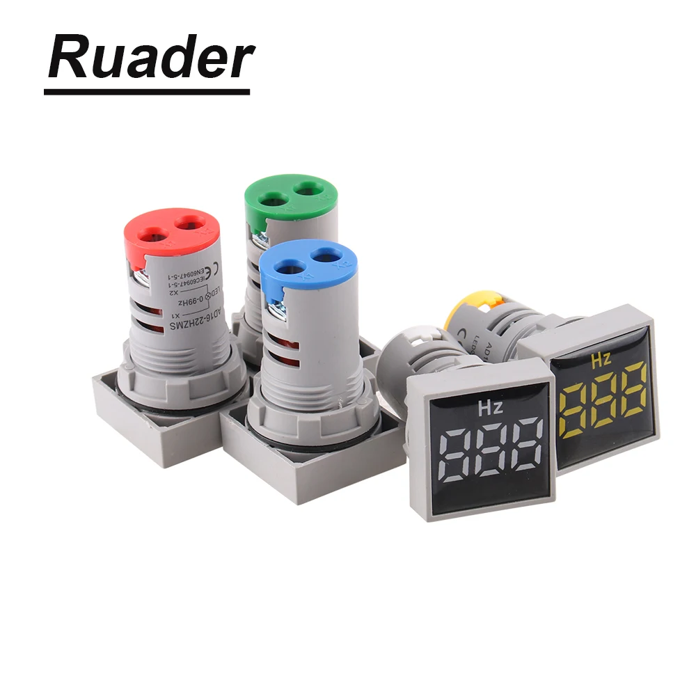 22mm Square Digital Display Electricity Hertz meter Measuring Range 0-100 Hz Frequency Meter Indicator Signal Light Combo Tester frequency counter tester frequency meter