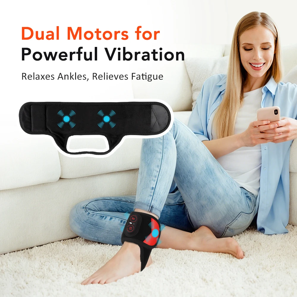 Cordless Red Light Foot Ankle Support Belt Vibration Massage Relaxation Ankle Protect Brace Warm Hot Compress Ankle Brace