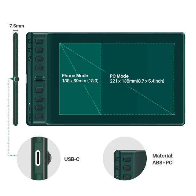Multi-colored Graphics Tablets Huion Inspiroy 2 S/M/L Digital Tablet Professional Design Drawing Tablet Portable Signature Pad 4