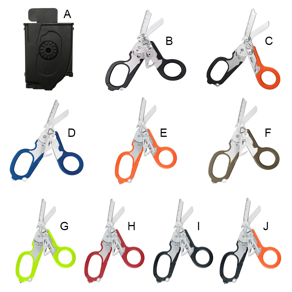 

6 in 1 Emergency Scissors Portable Folding Pliers with Glass Breaker Outdoor Survival Tool Combination Gadget Black K