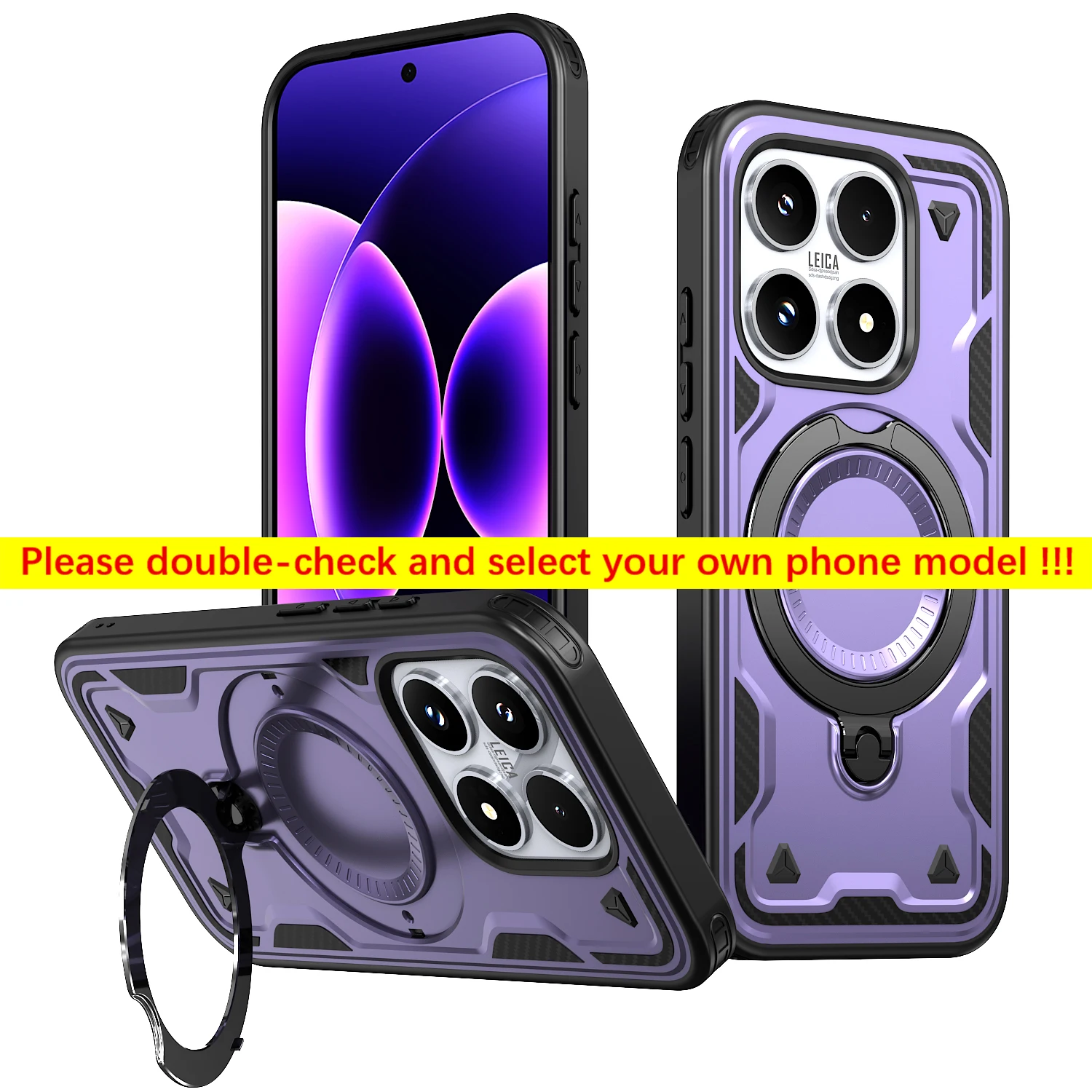 Premium Shockproof Rotating Magnetic Stand Phone Case with Armor Tough Protection