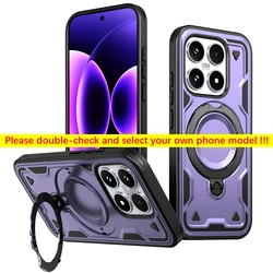 Premium Shockproof Rotating Magnetic Stand Phone Case with Armor Tough Protection for Xiaomi 17 pro (Purple)