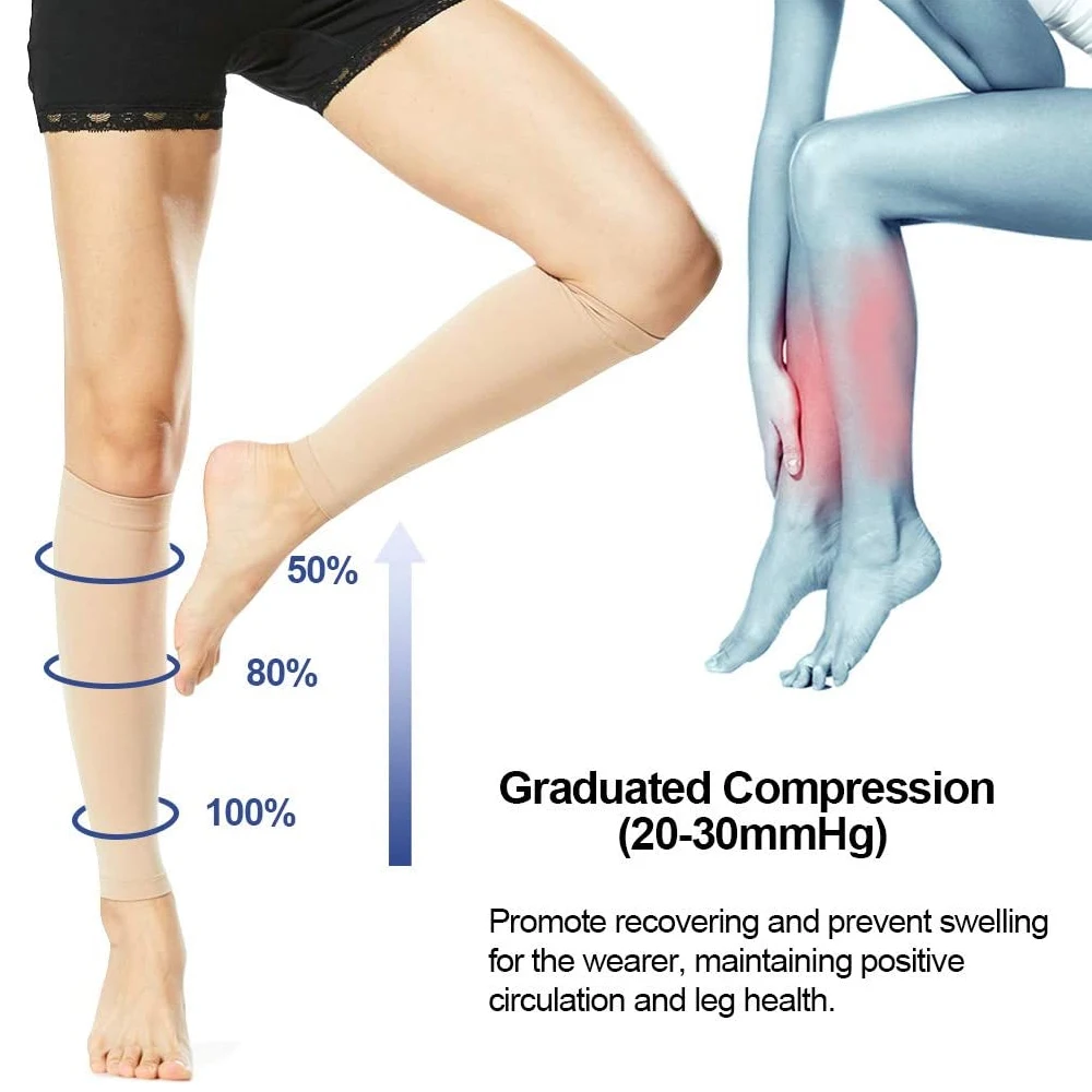 Varicose Vein Fatigue Relief Leg Warmers 1 Pair Compression Calf Sleeves Sock Long Stocking Elastic Leg Support Shin Socks