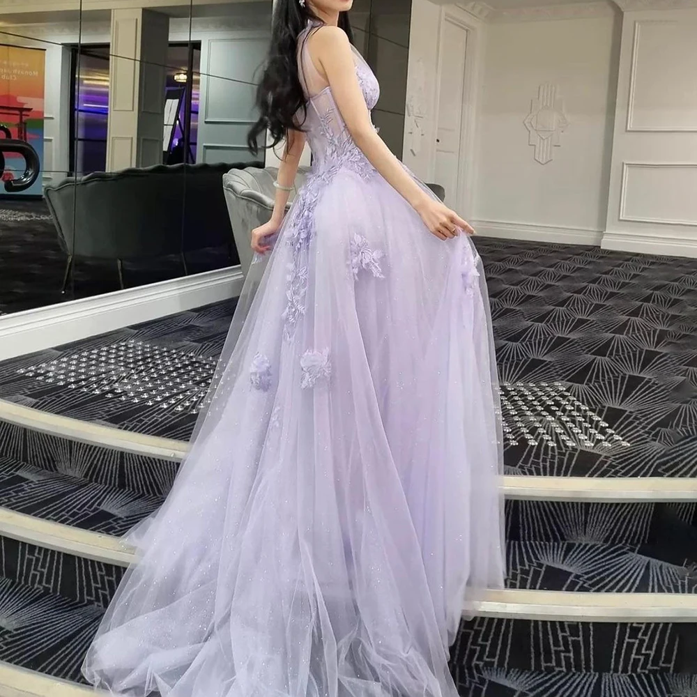 Flower Graduation School Formal Party Gown Celebrity Prom Dresses Lilac One Shoulder Split Long Evening Dresses 2024