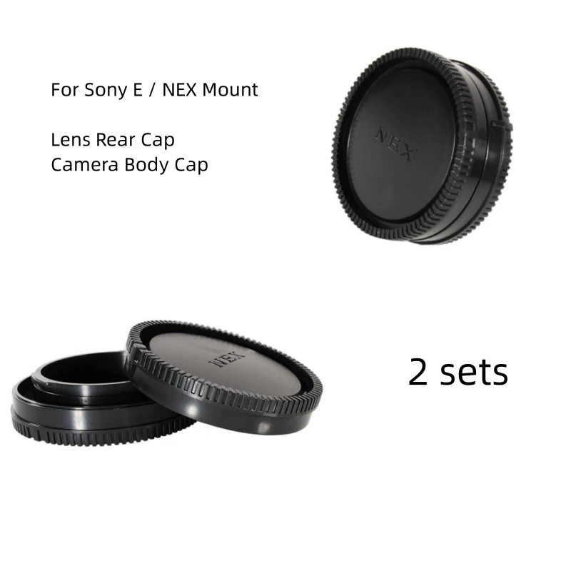 

2 PCS Rear Lens Cover+Body Cap Anti-dust Protection Plastic Black sony E mount a5100 A6000 a6300 a6500 NEXC3 5 5N 6 7 A7 A7II