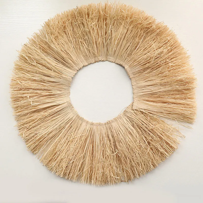 Wall Art Decor Natural Raffia Straw Tassels Ornament Jute Lafite Grass Furniture Fringe Trim Wedding Garland Home Background Wall Decoration