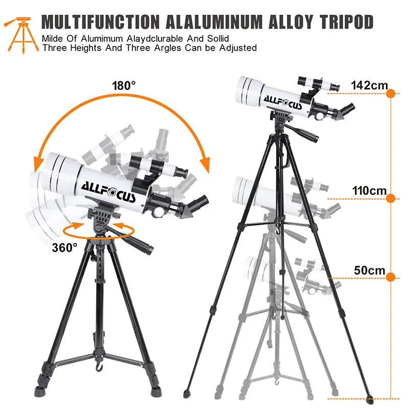 ALLFOCUS Astronomical Telescope with Phone Adapter Carry Bag High Power Telescop,Camping Tools,View Universe Moon Stars 5