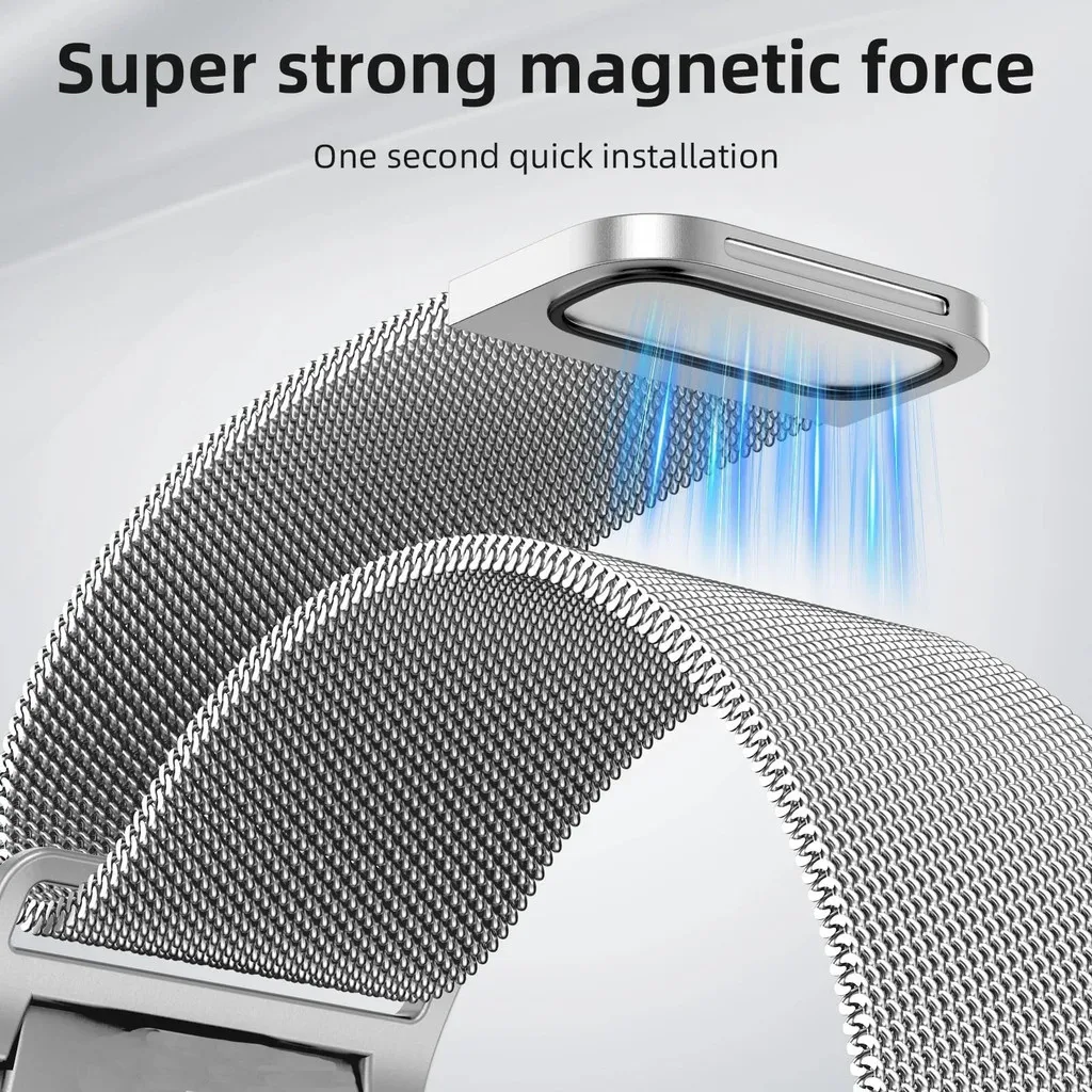 Elegant Milanese Stainless Steel Smartwatch Band, Adjustable Strap (18-22mm)