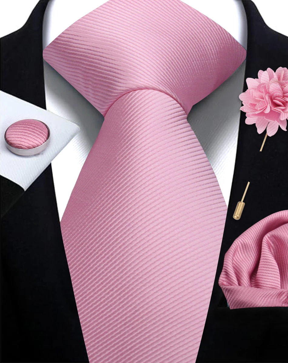 Männer Solide Krawatte Manschettenknöpfe Einstecktuch Anstecknadel Blume Brosche Elegante Mann Hochzeit Hemd Zubehör Set Anzug Trauzeugen Geschenke – Detail 5