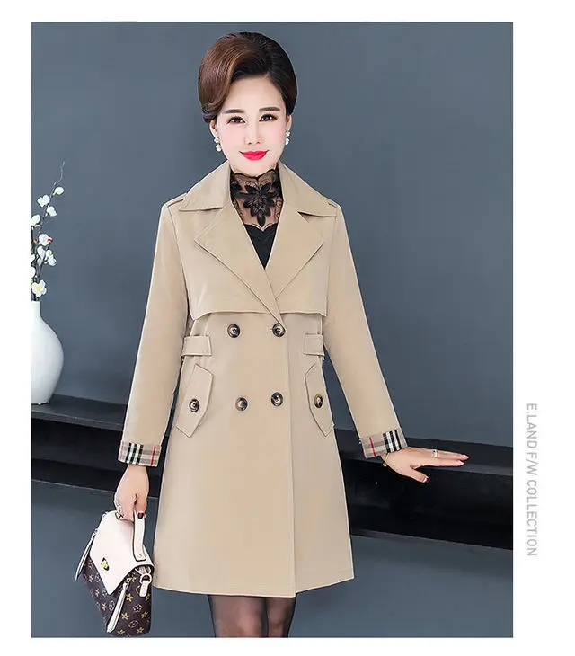 long black puffer Middle-age Elderly Spring Autumn Coat 2022 New Women Autumn Mid-length Trench Coat Women Loose Plus Size 5XL Windbreaker Jacket down coats & jackets