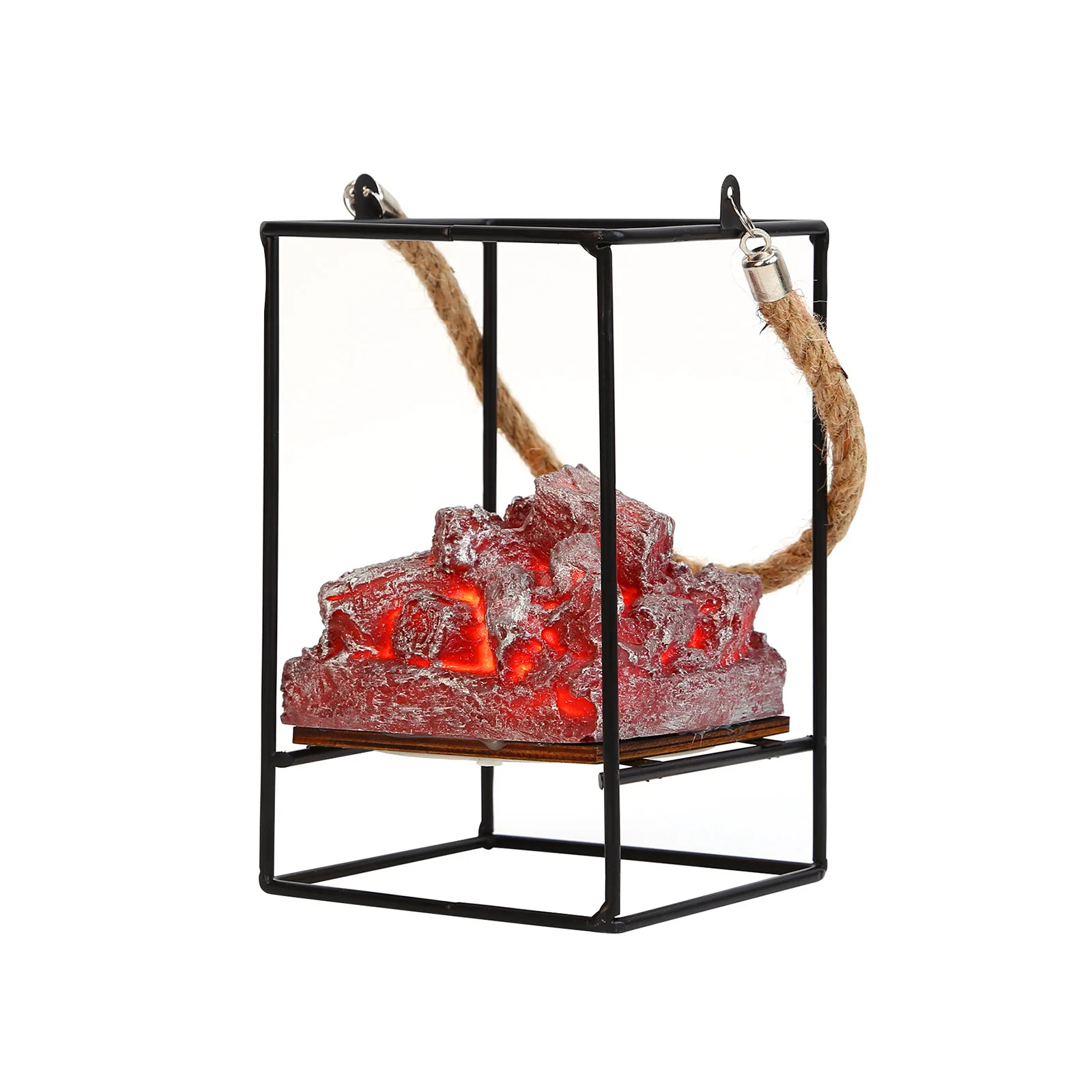 La Decorazione Portatile Della Lampada Della Fiamma Del Carbone Di Legna Ha Condotto La Decorazione Dell'Illuminazione Del Ferro Battuto Imitazione De